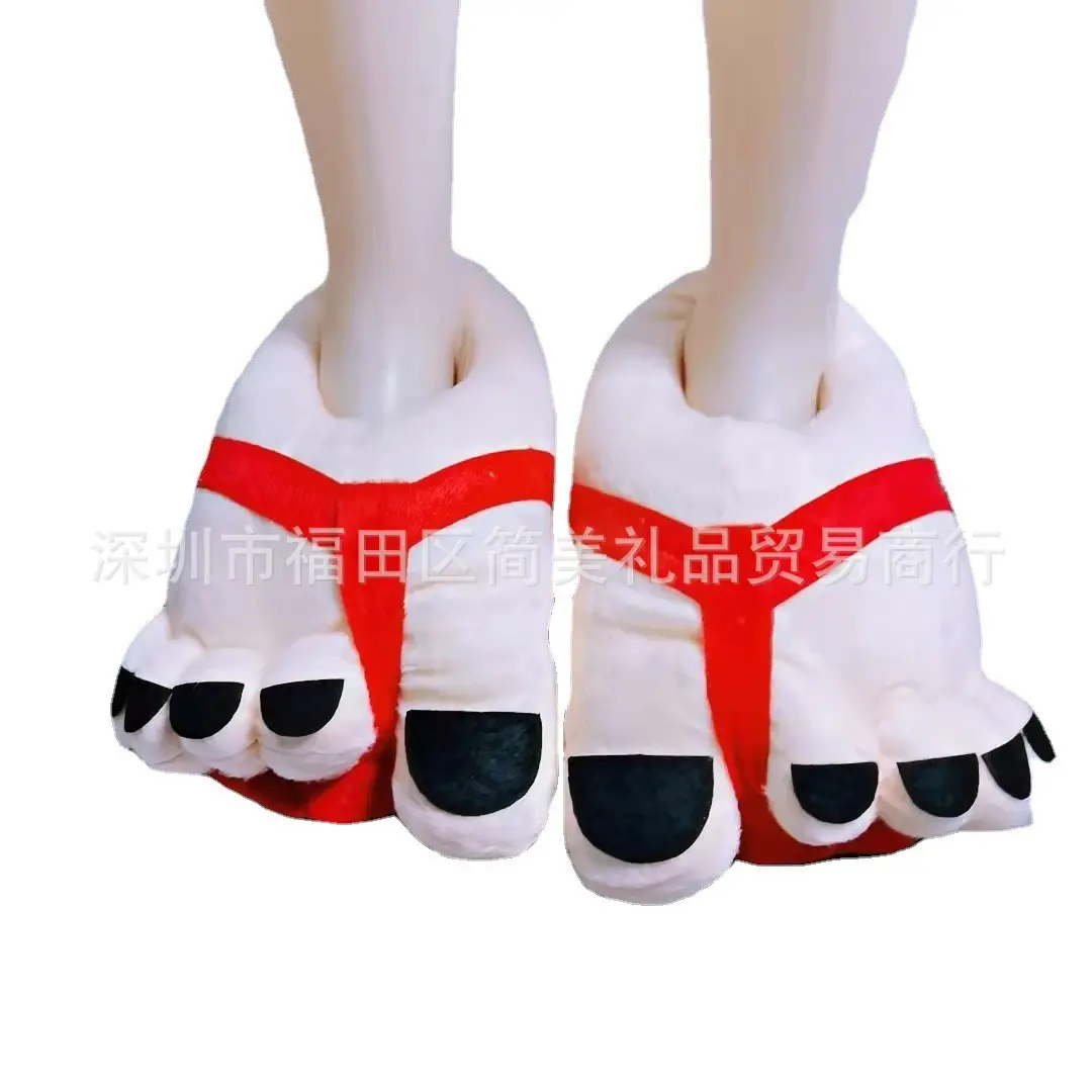 Creative Hobbit Stuffed Cotton Slippers Men's Large Size Home Daily Gift Baotou Thick Sole New Warm Shoes