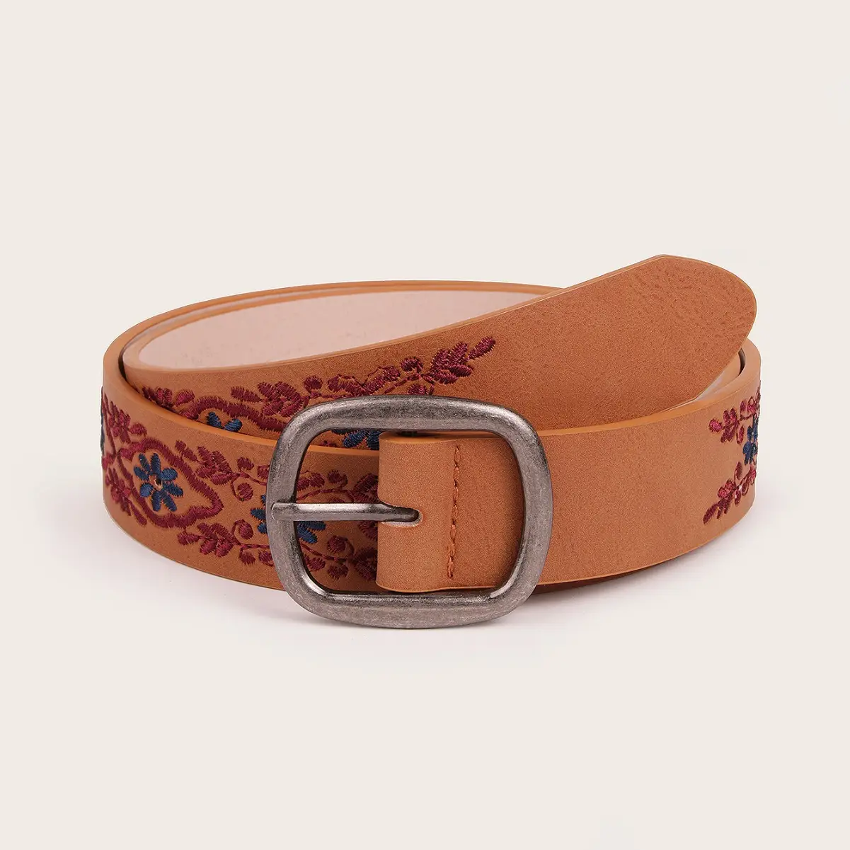 Bohemian Embroidered Women's Tan Belt - Image 3