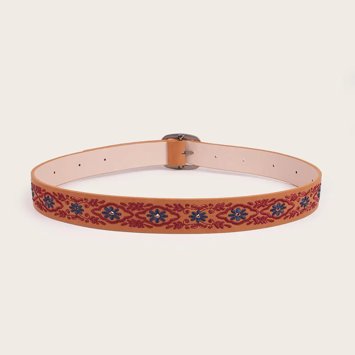 Bohemian Embroidered Women's Tan Belt - Image 4