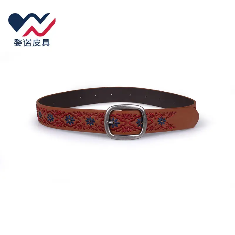 Bohemian Embroidered Women's Tan Belt