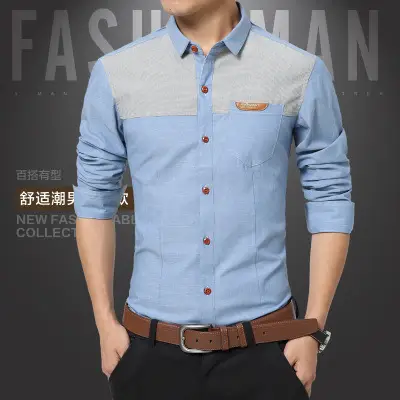 Men Fleece Lined Winter Business Shirt Large - Image 2