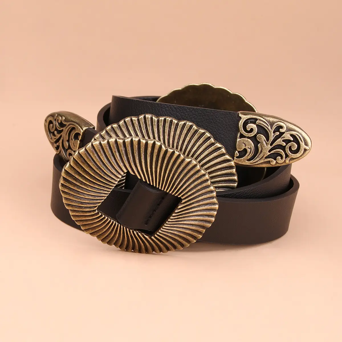 Black Retro Belt Buckle Set for Women