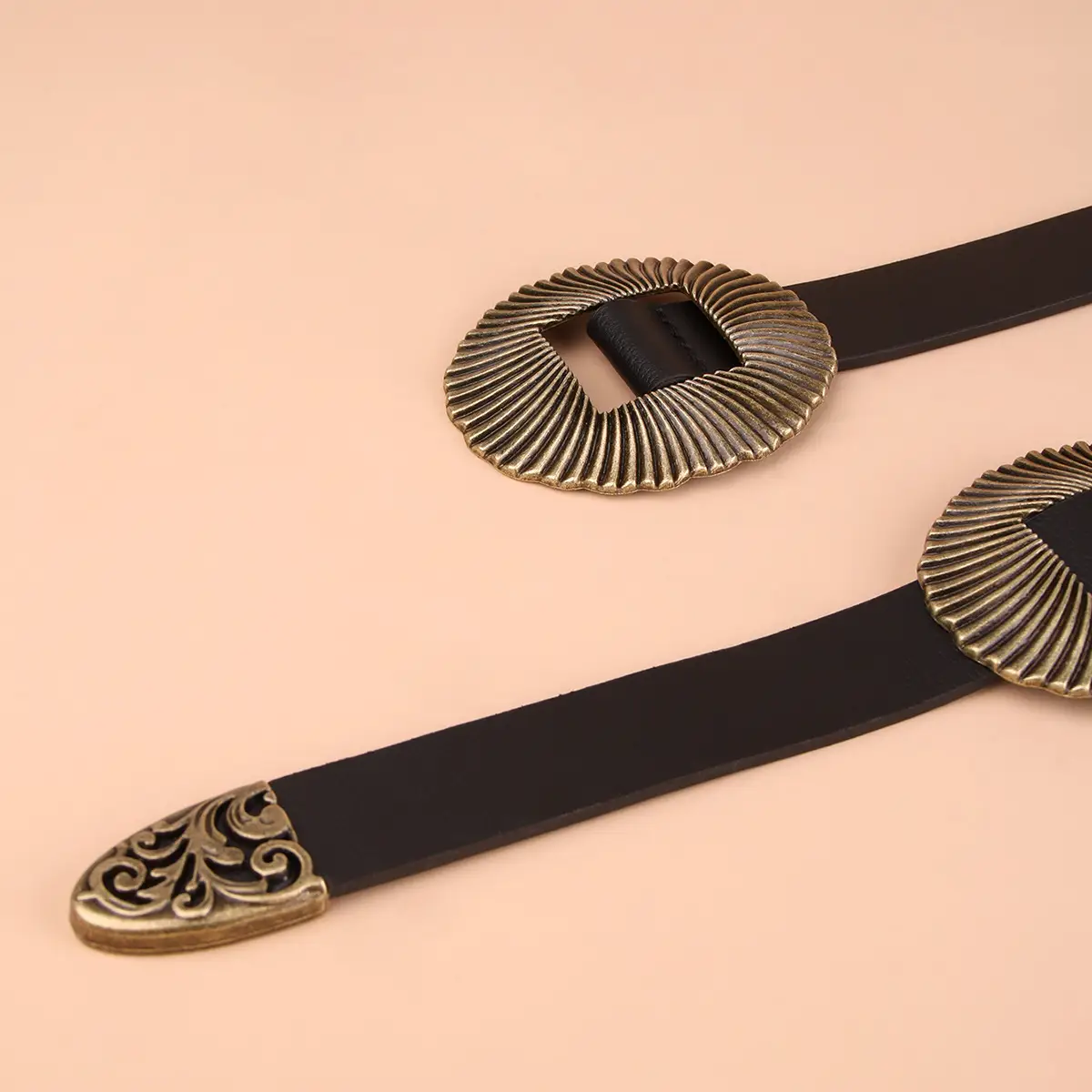 Black Retro Belt Buckle Set for Women