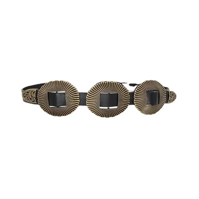 Black Retro Belt Buckle Set for Women