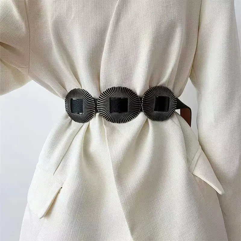 Black Retro Belt Buckle Set for Women