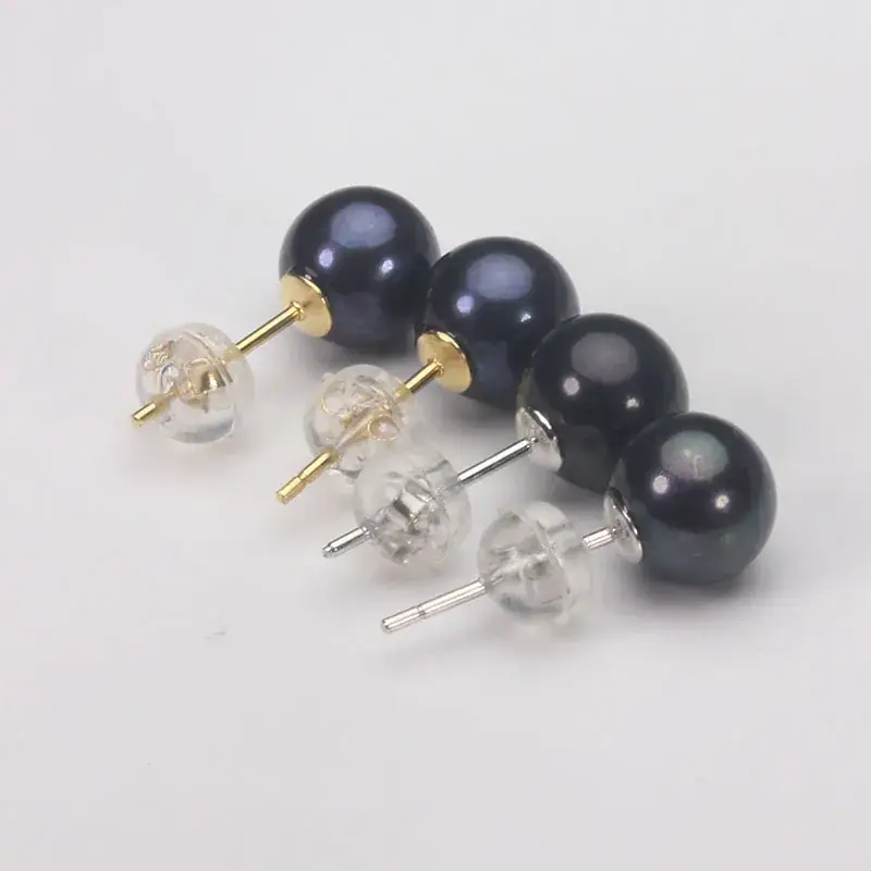 6.5-7.5mm Black Pearl Earrings S925 Silver - Image 4