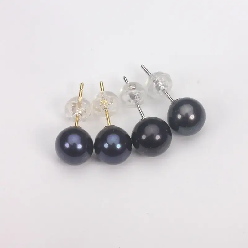 6.5-7.5mm Black Pearl Earrings S925 Silver - Image 5