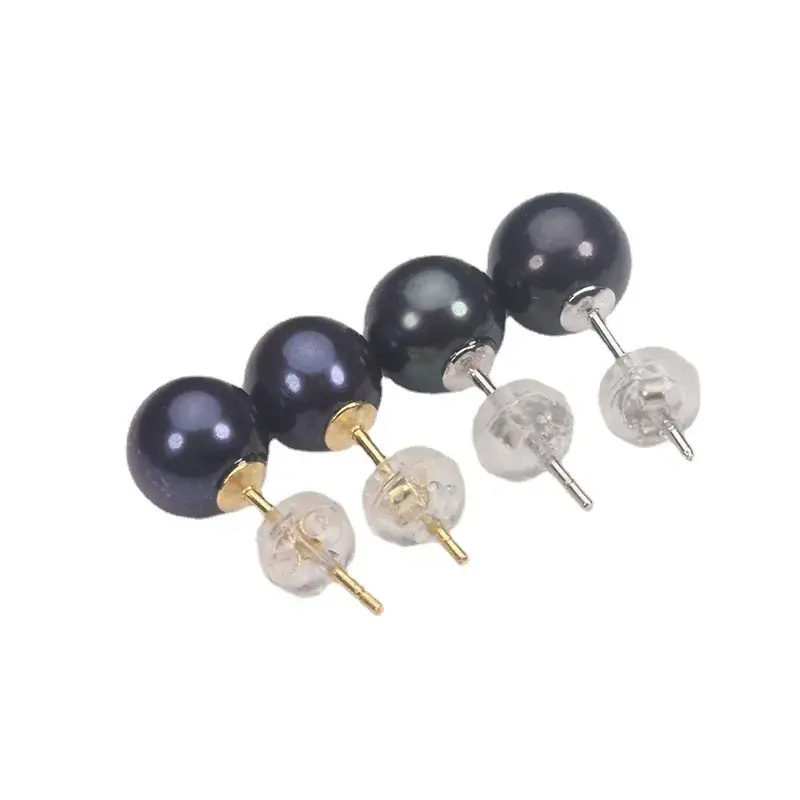 6.5-7.5mm Black Pearl Earrings S925 Silver - Image 6