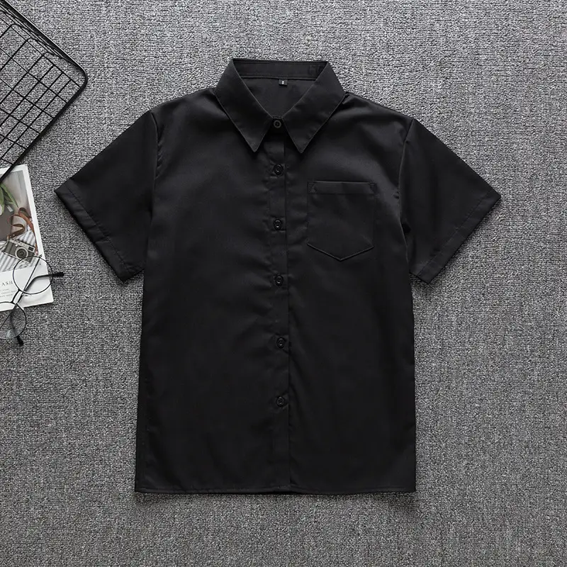 Men Light Blue Pointed Collar Shirt Short Sleeve - Image 2