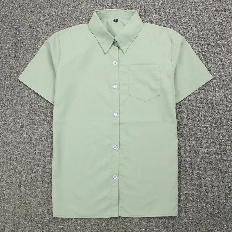 Men Light Blue Pointed Collar Shirt Short Sleeve - Image 4