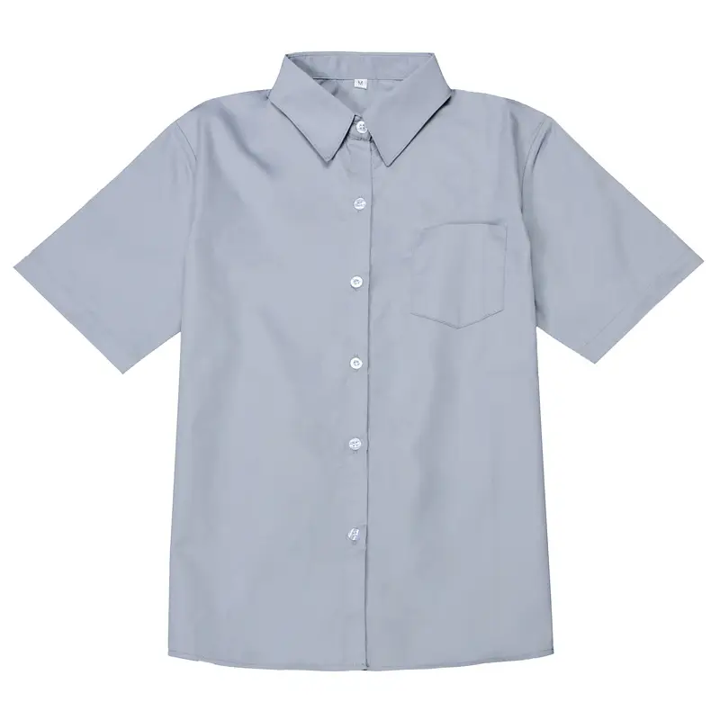 Men Light Blue Pointed Collar Shirt Short Sleeve - Image 9