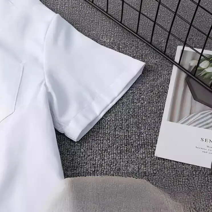 Japanese School Uniform White Short Sleeve Shirt with Bow Tie