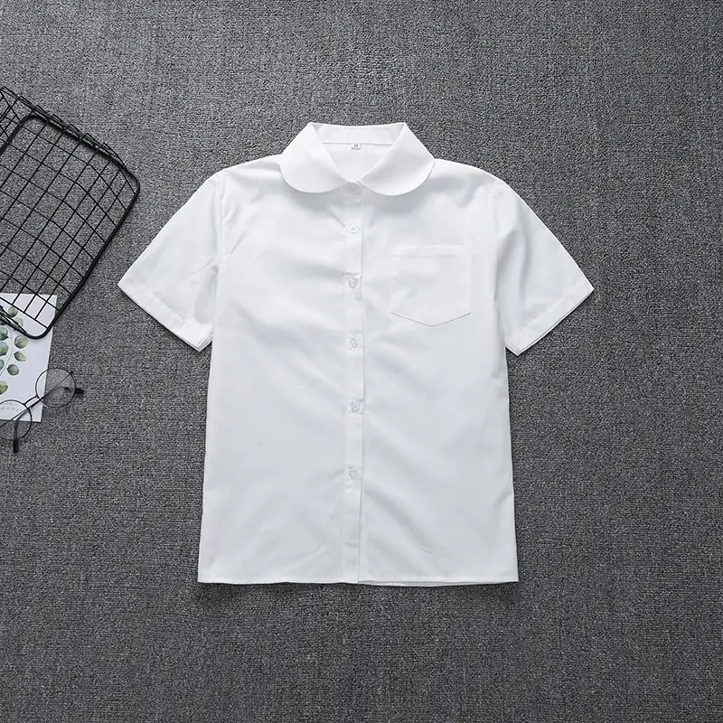 Japanese School Uniform White Short Sleeve Shirt with Bow Tie