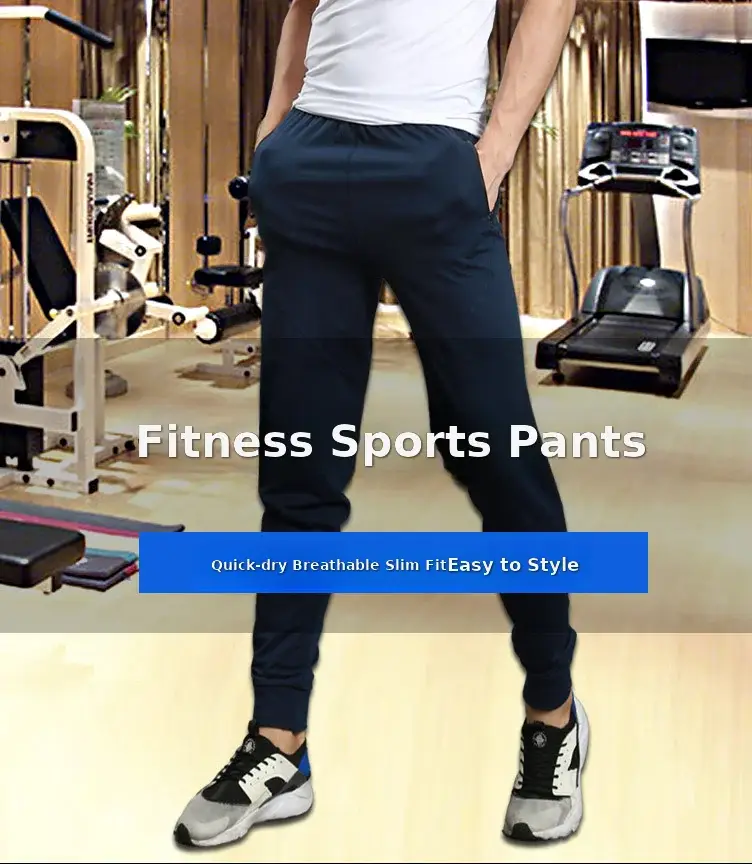 Men's Black Slim Fit Sweatpants Casual Running Pants — feature 4