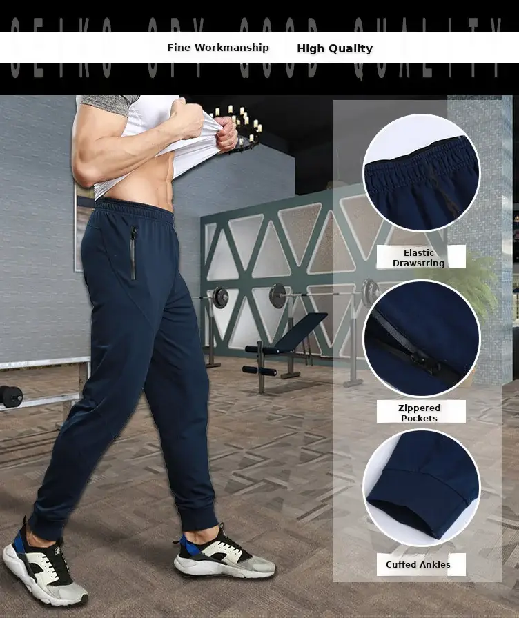 Men's Black Slim Fit Sweatpants Casual Running Pants — feature 7