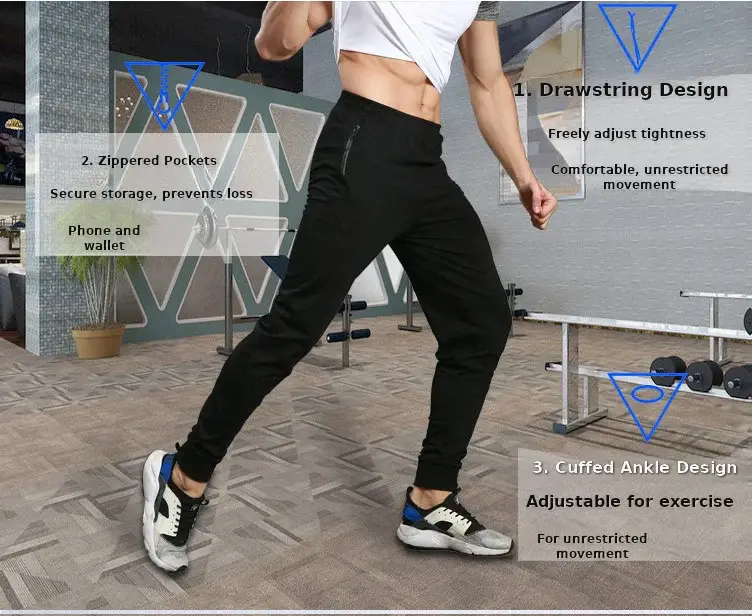Men's Black Slim Fit Sweatpants Casual Running Pants — feature 9