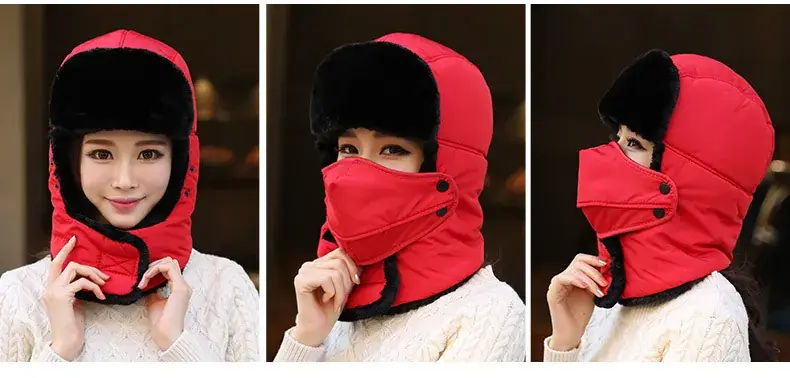 Winter Windproof Ski Hat Black Men Women — feature 17