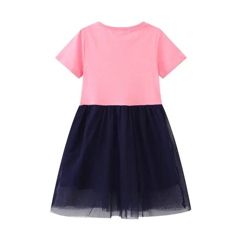 Pink T-Shirt Blue Tulle Skirt Set for Girls - Image 3