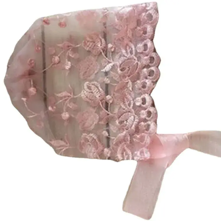 Newborn Full Moon Photography Hat Grey Lace Baby Hat Pink Baby Basin Hat - Image 6