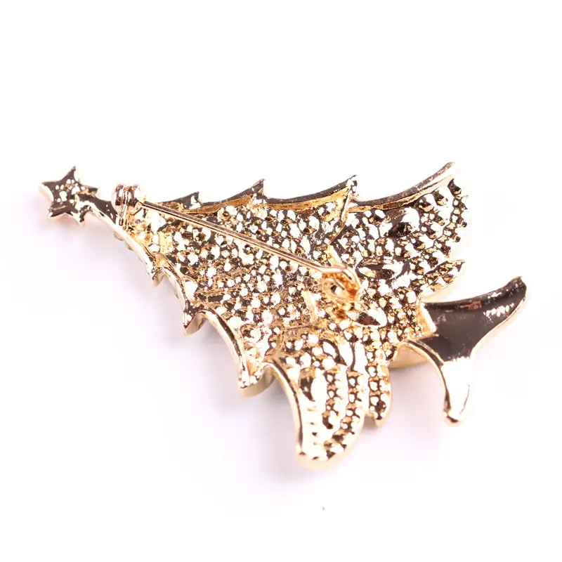 Blue Hao Rhinestone Christmas Tree Brooch for Men Women - Image 4