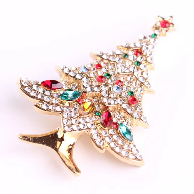Blue Hao Rhinestone Christmas Tree Brooch for Men Women - Image 5