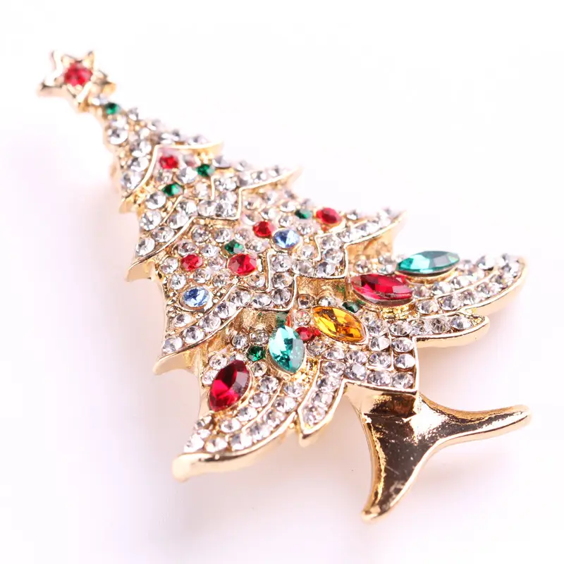 Blue Hao Rhinestone Christmas Tree Brooch for Men Women - Image 6