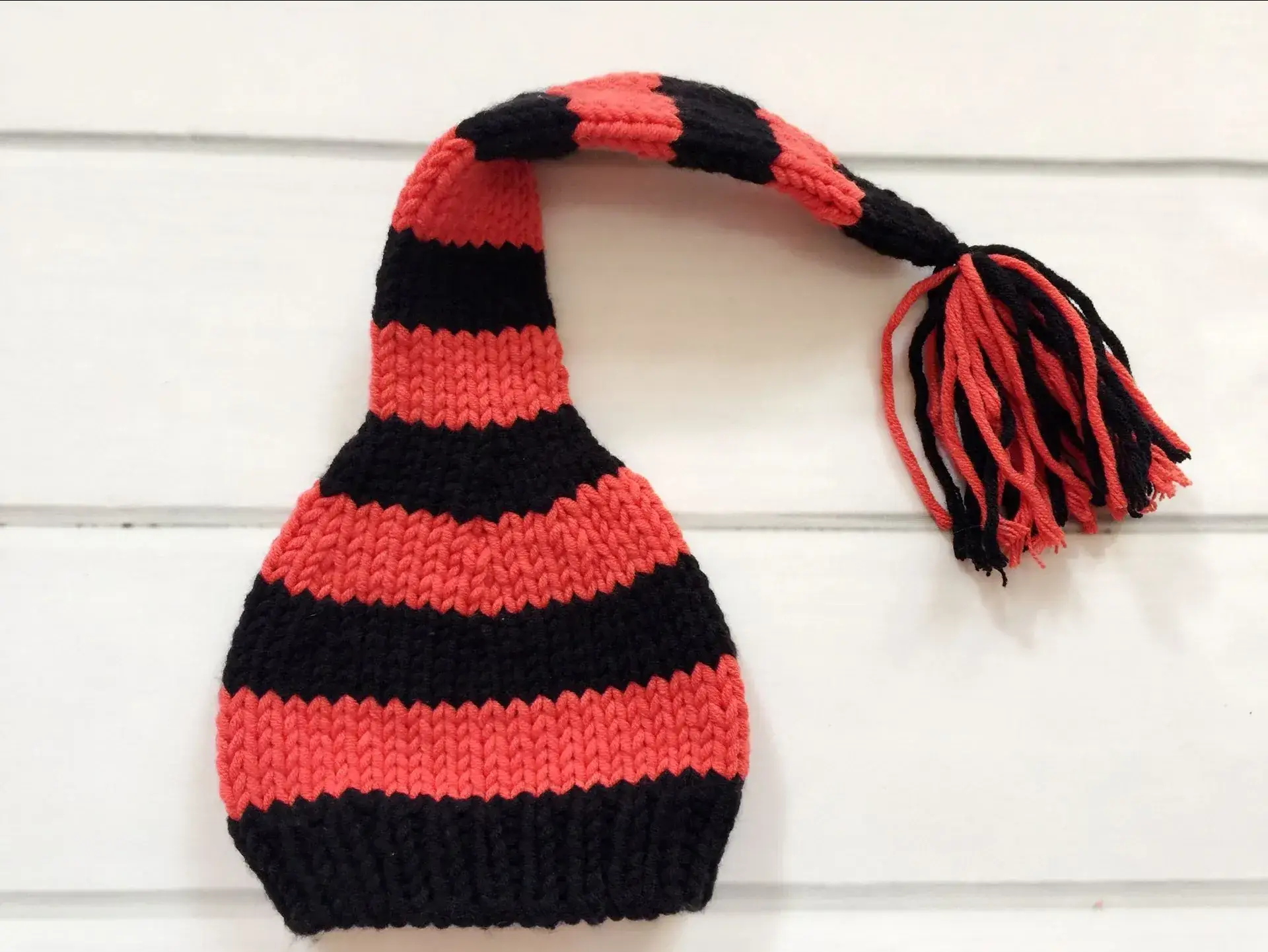 Newborn Knitted Hat with Long Tail Ball Decor - Image 7