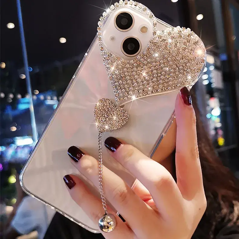 Creative Heart Rhinestone iPhone Case 17 Pro Max