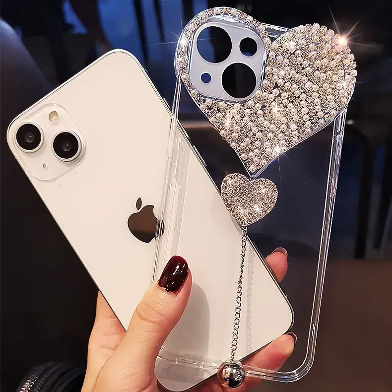Creative Heart Rhinestone iPhone Case 17 Pro Max