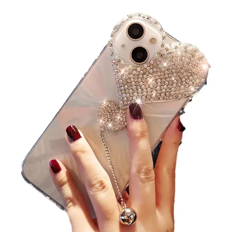 Creative Heart Rhinestone iPhone Case 17 Pro Max