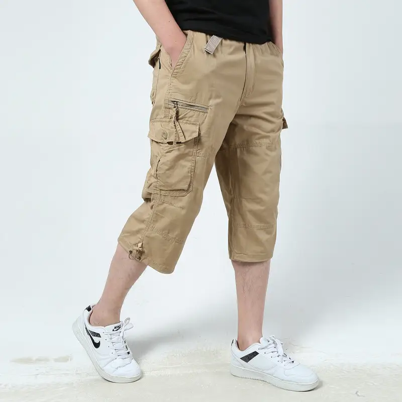Men Navy Blue Capri Shorts with 3 Pocket Design - Image 8