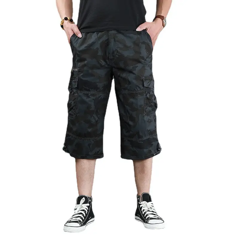 Men Navy Blue Capri Shorts with 3 Pocket Design - Image 12