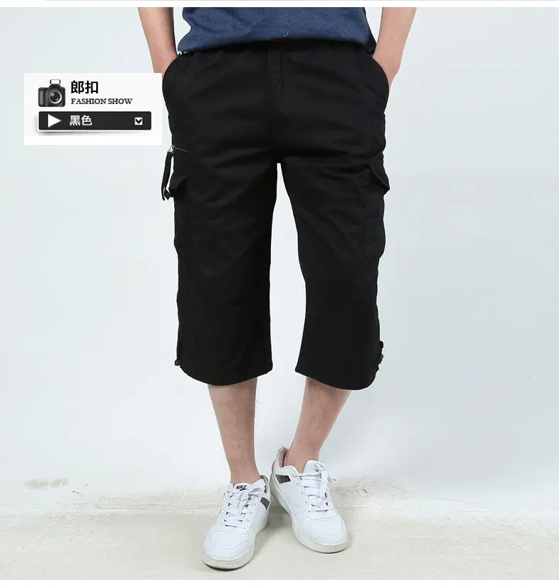 Men Navy Blue Capri Shorts with 3 Pocket Design - Image 2