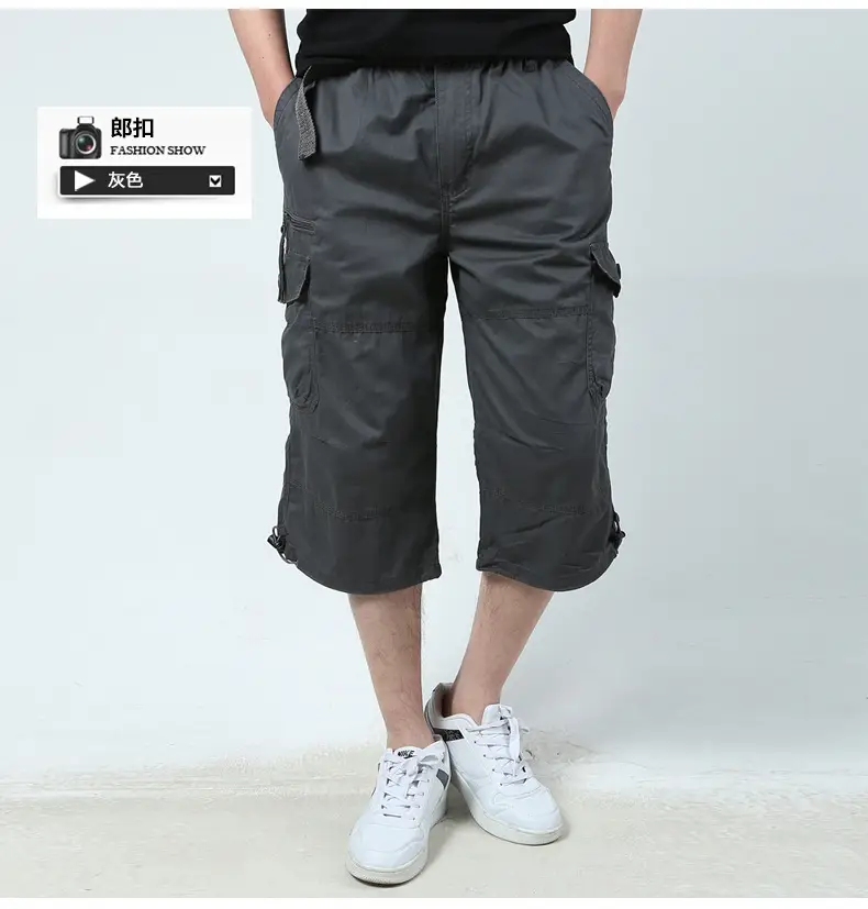 Men Navy Blue Capri Shorts with 3 Pocket Design - Image 3