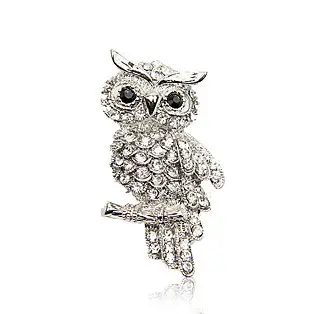 Full Diamond Owl Brooch Pin for Women - Image 2