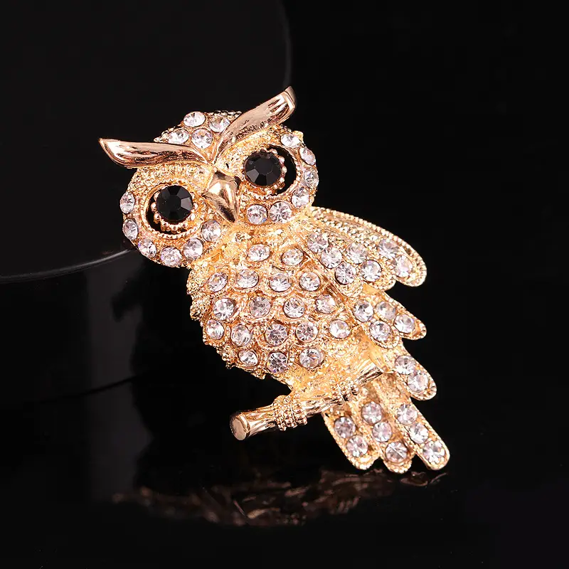 Full Diamond Owl Brooch Pin for Women - Image 3