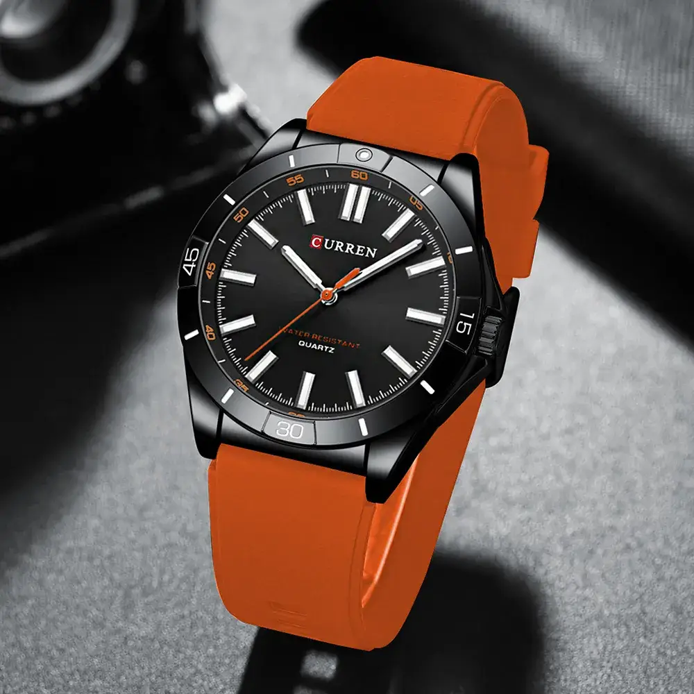 CURREN Men's Quartz Watch Olive Strap Waterproof Business