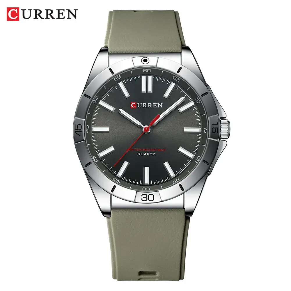 CURREN Men's Quartz Watch Olive Strap Waterproof Business