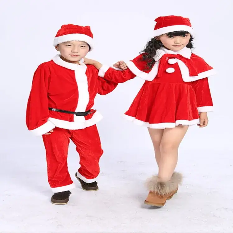 Christmas Santa Kids Costume Red Dance Party Wear - Image 3