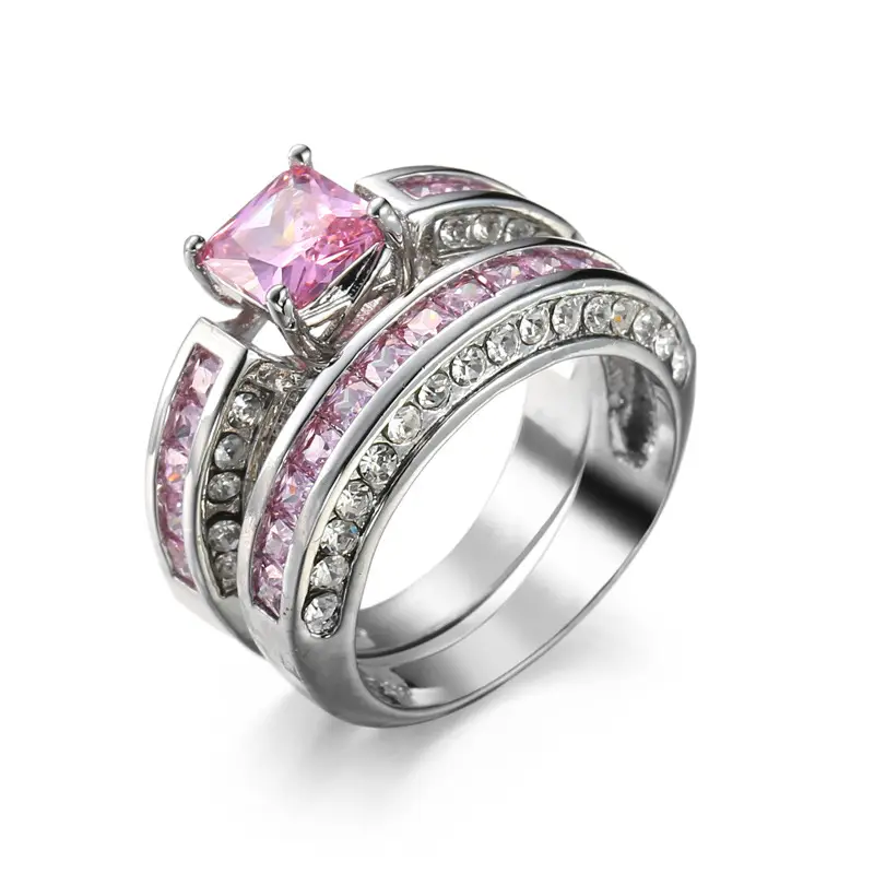 Hot Pink Zircon Ring with Multi Layered Design - Image 3