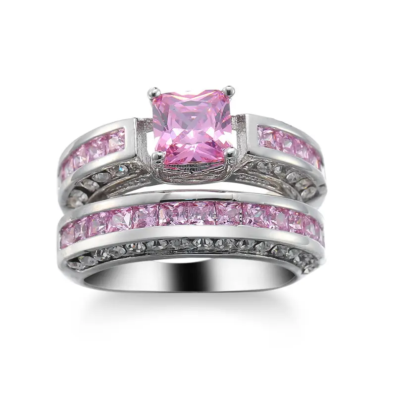 Hot Pink Zircon Ring with Multi Layered Design - Image 6