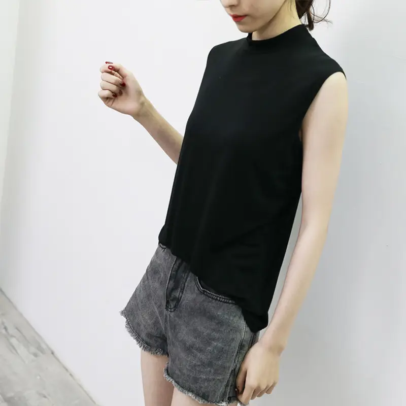 Women's Sleeveless Camisole with Half Collar Beige — feature 11