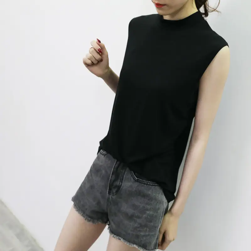 Women's Sleeveless Camisole with Half Collar Beige — feature 12