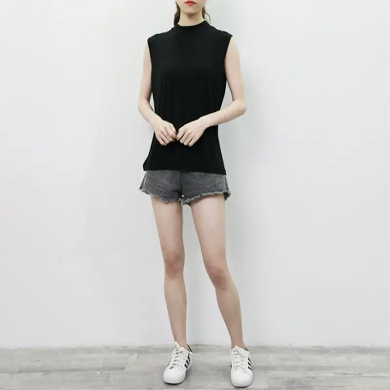 Women's Sleeveless Camisole with Half Collar Beige — feature 15
