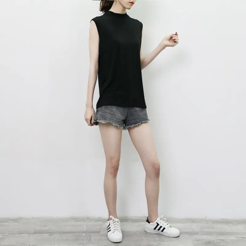 Women's Sleeveless Camisole with Half Collar Beige — feature 16