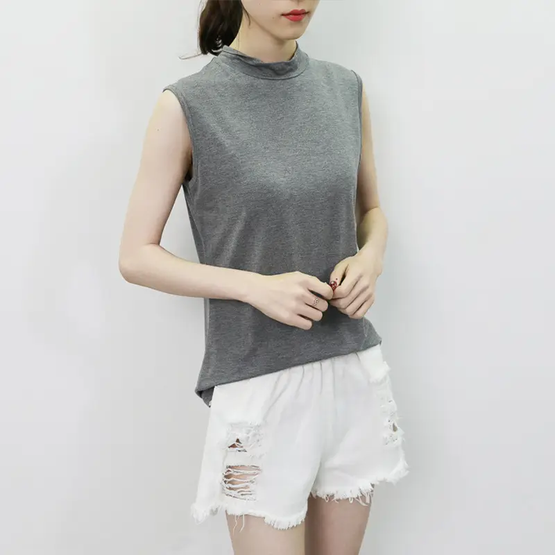 Women's Sleeveless Camisole with Half Collar Beige — feature 18