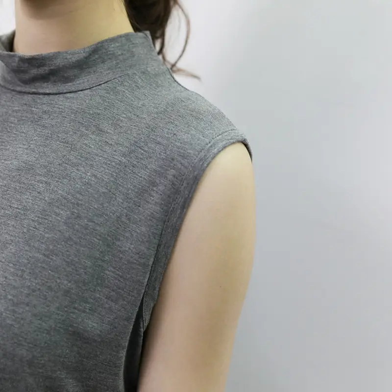 Women's Sleeveless Camisole with Half Collar Beige — feature 28