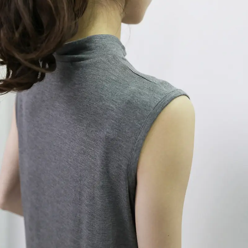 Women's Sleeveless Camisole with Half Collar Beige — feature 29