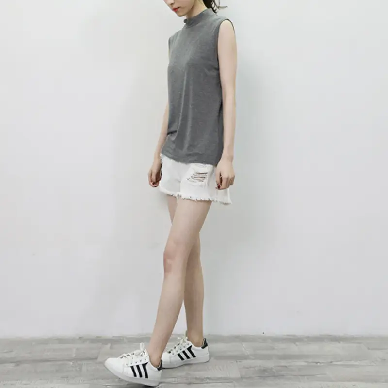 Women's Sleeveless Camisole with Half Collar Beige — feature 31