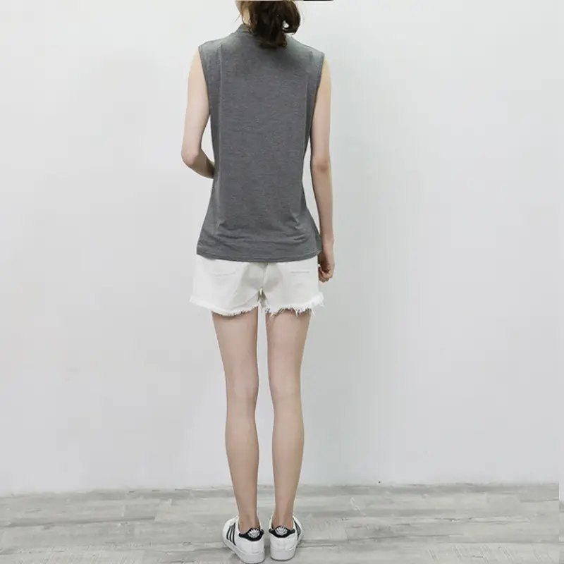 Women's Sleeveless Camisole with Half Collar Beige — feature 32